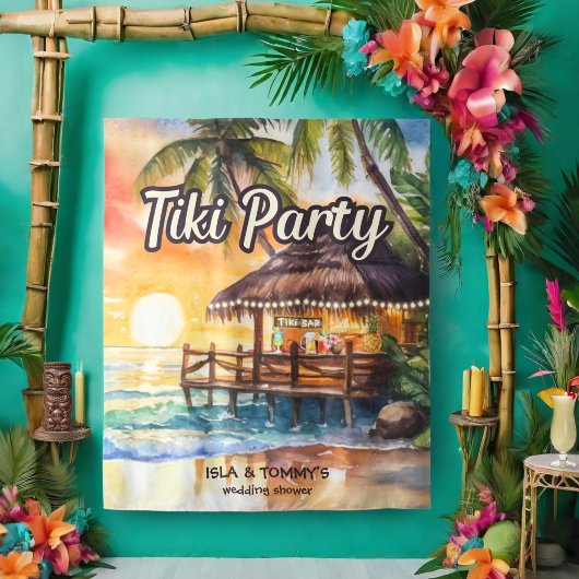 Tenture Tropical Beach Tiki Bar Wedding shower