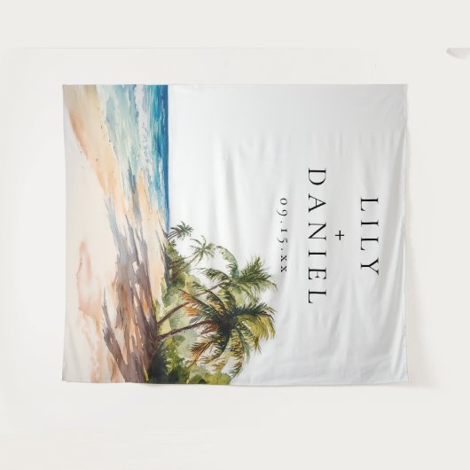 Tenture Tropical Beach Wedding Photo Contexte (Devant (Horizontal))