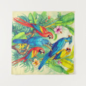 Tenture Tropical Birds Botanical Illustration (Devant (Horizontal))