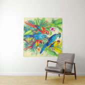 Tenture Tropical Birds Botanical Illustration (En situation (horizontale))