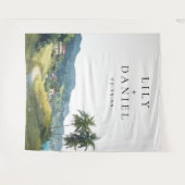 Tenture Tropical Caribbean Wedding Photo Backdrop (Devant (Horizontal))