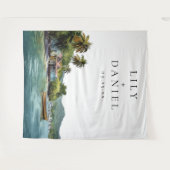 Tenture Tropical Caribbean Wedding Photo Backdrop (Devant (Horizontal))