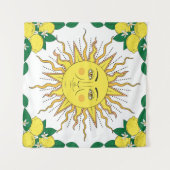 Tenture Tropical citrus lemon fruits with flowers frame an (Devant (Horizontal))