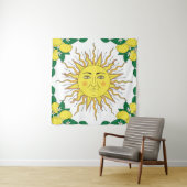 Tenture Tropical citrus lemon fruits with flowers frame an (En situation)