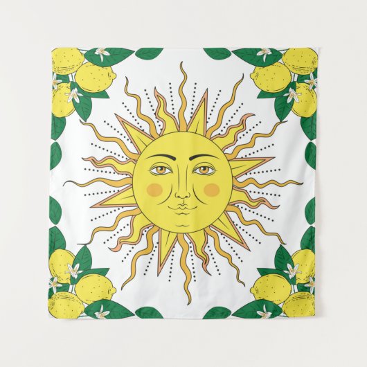 Tenture Tropical citrus lemon fruits with flowers frame an (Devant)