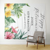 Tenture Tropical Floral Retirement Party - fond photo (En situation (horizontale))