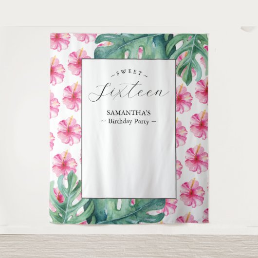 Tenture Tropical Flower Sweet 16 Arrière - plan de fête d' (Devant)