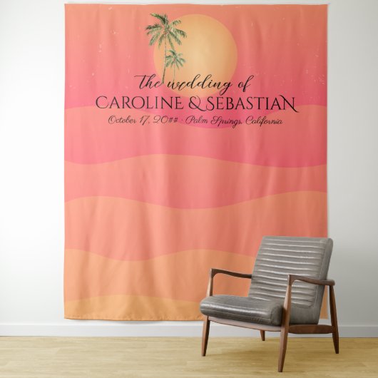 Tenture Tropical italien Sunset Palm Tree Minimal Mariage (En situation)