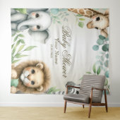 Tenture Tropical Jungle Safari Animaux Green Feuilles Part (En situation (horizontale))