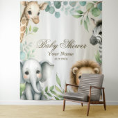 Tenture Tropical Jungle Safari Animaux Green Feuilles Part (En situation)