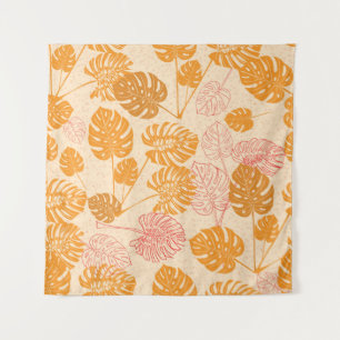 Tenture Tropical monstera leaves. silhouette drawing Seaml