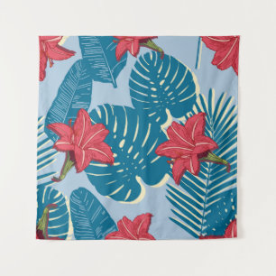 Tenture Tropical Palm sans couture feuille bleu motif