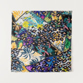 Tenture Tropical patchwork leaf and leaves pattern backgro (Devant (Horizontal))
