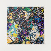 Tenture Tropical patchwork leaf and leaves pattern backgro (Devant)