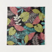 Tenture Tropical pattern made with dark background and lea (Devant)