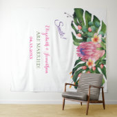 Tenture Tropical Pink Protea Mariage Photo Booth Backdrop (En situation (horizontale))
