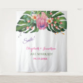 Tenture Tropical Pink Protea Mariage Photo Booth Backdrop (Devant)