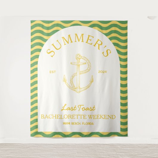 Tenture Tropical rétro moderne côtier jaune pour l'enterre (Devant)