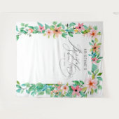Tenture Tropical Rose Élégant Floral Mariage Script (Devant (Horizontal))