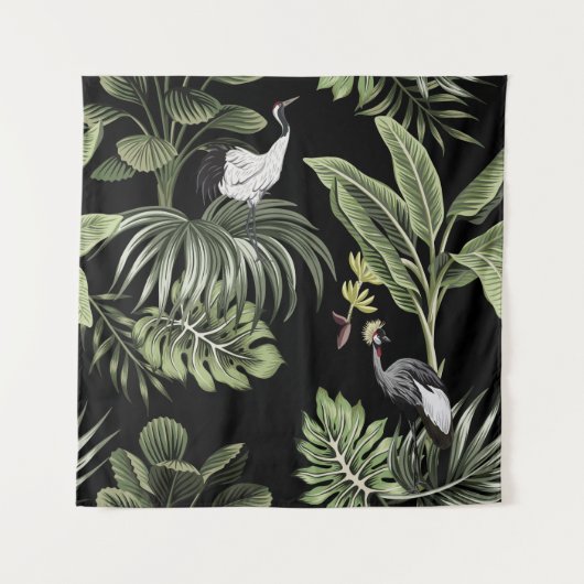 Tenture Tropical vintage nuit grue, palmiers, interdiction (Devant)