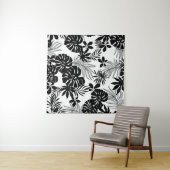 Tenture Tropiques Noires et Blancs : Nature Silhouettée (En situation (horizontale))