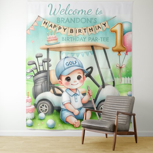 Tenture Trou en un garçon 1er anniversaire golf Par-tee (En situation)