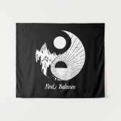 Tenture Trouver l'équilibre Zen Yin Yang Noir Blanc (Devant (Horizontal))