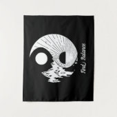 Tenture Trouver l'équilibre Zen Yin Yang Noir Blanc (Devant)