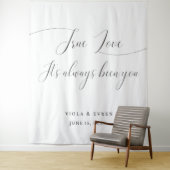 Tenture True Love Elegant Script Wedding Backdrop Banner (En situation)