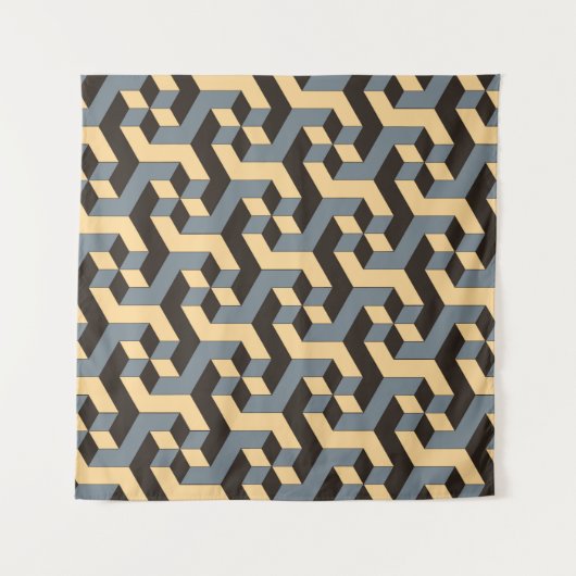 Tenture tuile géométrique transparente avec cubi rotatif c (Devant (Horizontal))