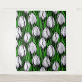 Tenture Tulières blanches avec feuilles verts (Devant)