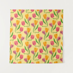 Tenture Tulip fleurs aquarelle transparente motif