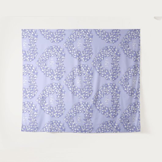 Tenture Tulipes bleu blanc monogramme mariage arrière-plan (Devant (Horizontal))