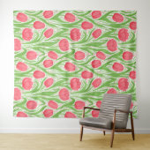 Tenture Tulipes en rouge et vert (En situation (horizontale))