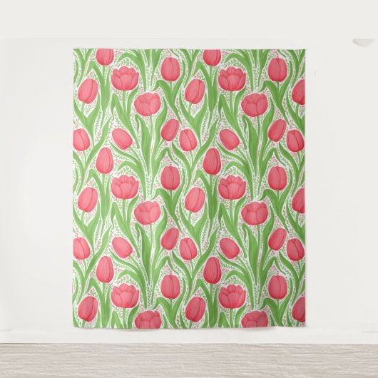 Tenture Tulipes en rouge et vert (Devant)