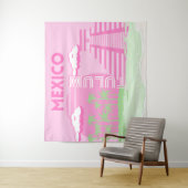 Tenture Tulum, Mexique, Art Voyage, Art Preppy, Rose (En situation)