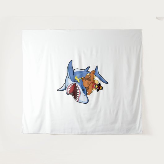 Tenture Turquie Dabbing Riding Requin Cool Thanksgiving Ca (Devant (Horizontal))