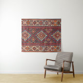 Tenture Turquie Kilim Aztec Rouge Bleu Tan  (En situation (horizontale))