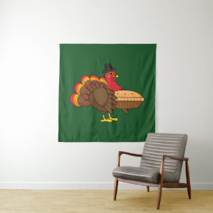 Tenture Turquie mignonne avec tarte Citrouille Thanksgivin