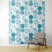 Tenture Turquoise, Bleu, motif de Noël (En situation)