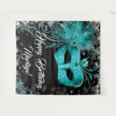 Tenture Turquoise Blue Masquerade Anniversaire (Devant (Horizontal))