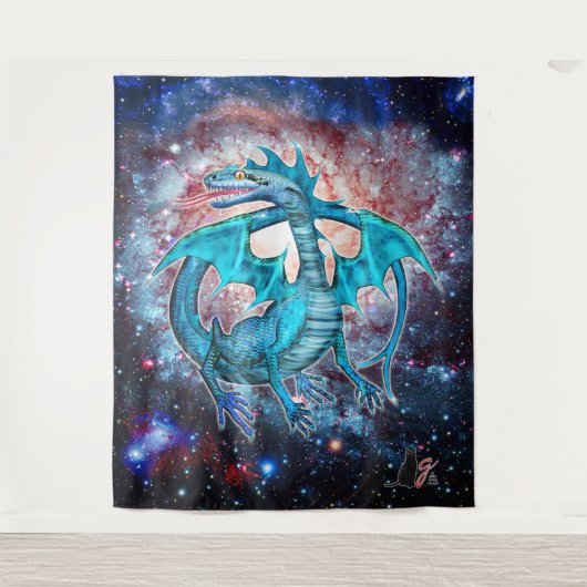 Tenture Turquoise Cosmic Dragon  (Devant)