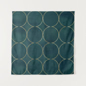 Tenture Turquoise foncé, Cercles d'or Aquarelle. (Devant (Horizontal))