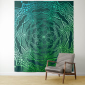 Tenture Turquoise Vert Bleu Mandala Boho Chic Élégant (En situation)