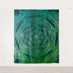 Tenture Turquoise Vert Bleu Mandala Boho Chic Élégant