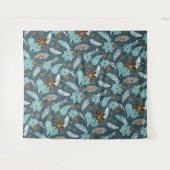 Tenture turquoises plumes turquoise doodle fleurs boho (Devant (Horizontal))