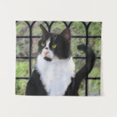 Tenture Tuxedo Chat dans la peinture de fenêtre Art animal (Devant (Horizontal))
