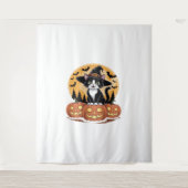 Tenture Tuxedo Chat Halloween Sorcière mignonne Citrouille (Devant)