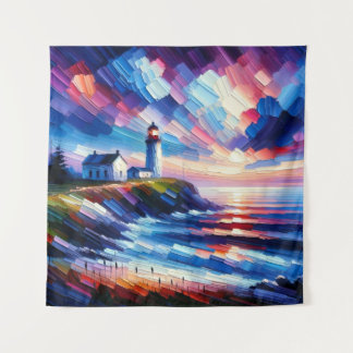 Tenture Twilight Impasto au phare de bord