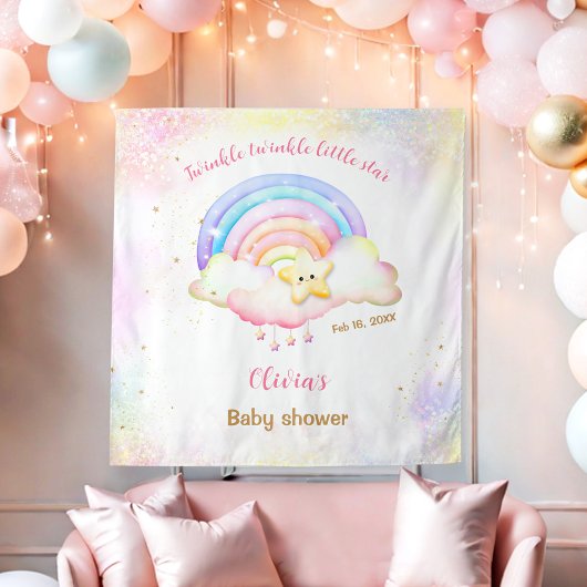 Tenture Twinkle Little Star Rainbow Baby shower fond